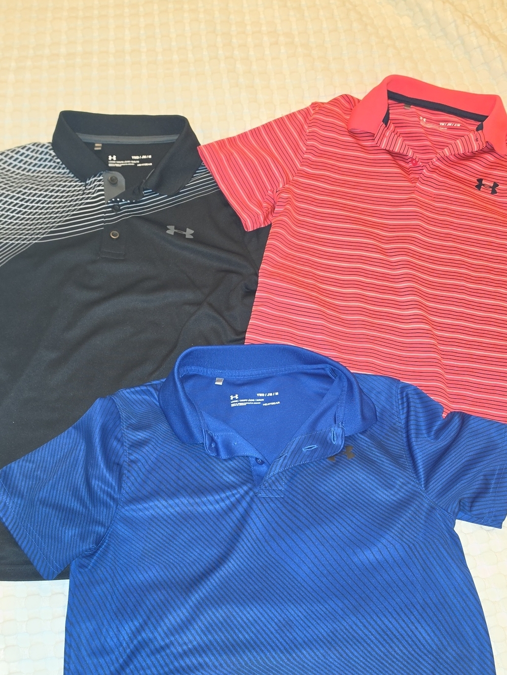 Under Armour Polo Trio - Black, Coral, Royal Blue